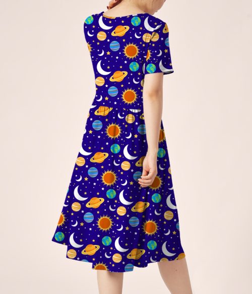 Travel Into Space With Me Teacher Printed One Piece Dress