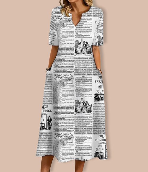 Pride And Prejudice Chapter Teacher V-Neck Long Dress