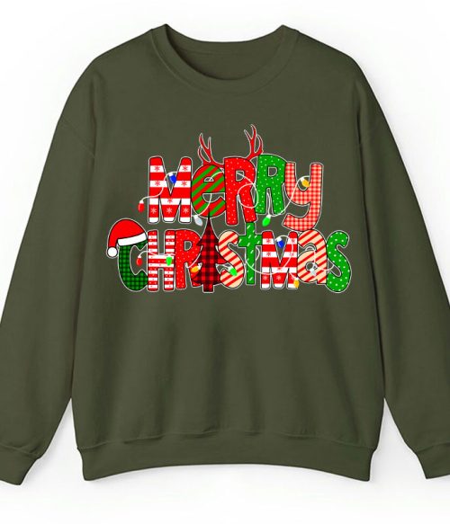 Merry Christmas With Rich Pattern Teacher Sweatshirt