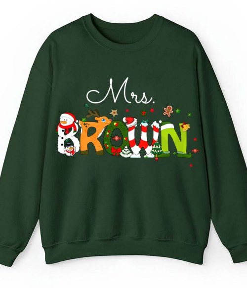 Personalized Christmas Style Teacher Sweatshirt