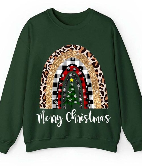 Merry Christmas A Christmas Tree In The Snow Teacher Sweatshirt