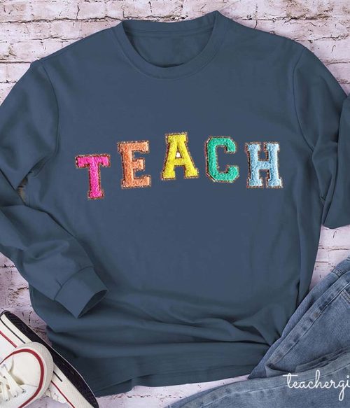 Letter Stickers Teacher Long Sleeve T-Shirt