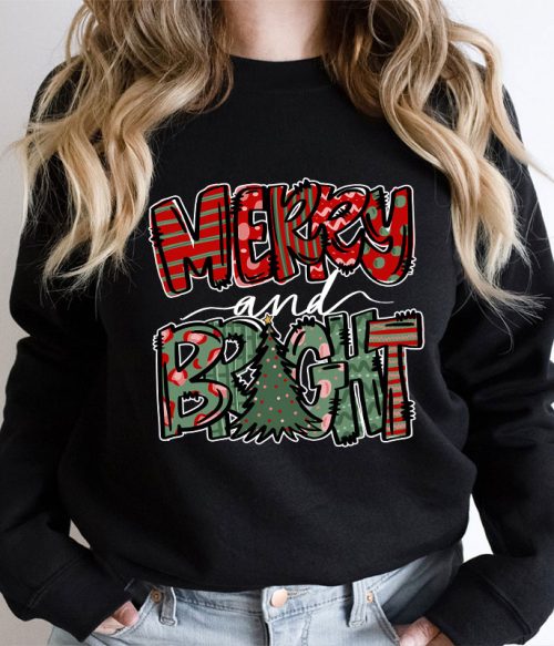 Merry And Bright Christmas Teacher Sweatshirt