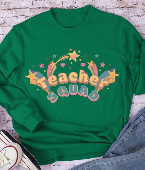 Flamed Teacher Squad Long Sleeve T-Shirt