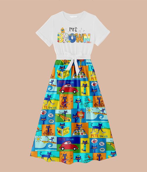 Personalized Name Smile Cat Teacher One Piece Dress
