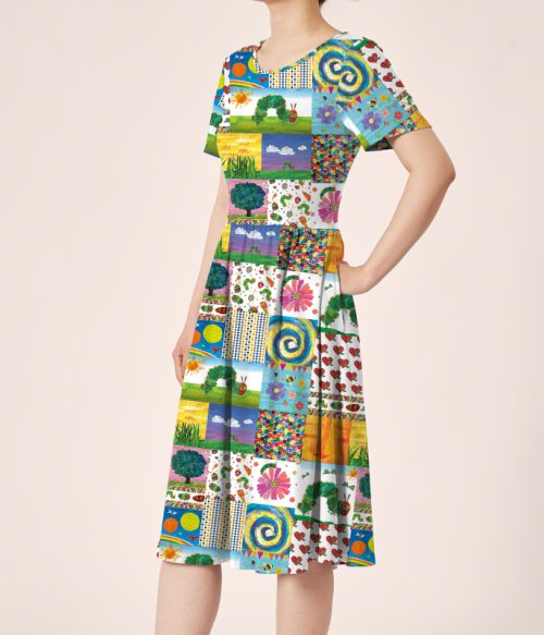 Garden Trip With Caterpillars Teacher Printed One Piece Dress