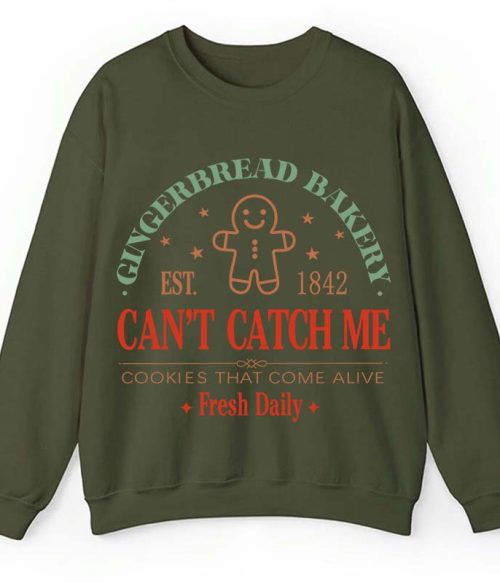 Gingerbread Bakery Can't Catch Me Cookies That Come Alive Teacher Sweatshirt