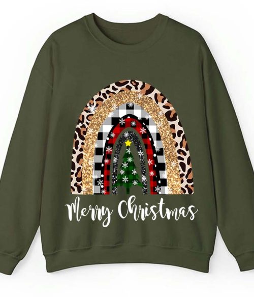 Merry Christmas A Christmas Tree In The Snow Teacher Sweatshirt