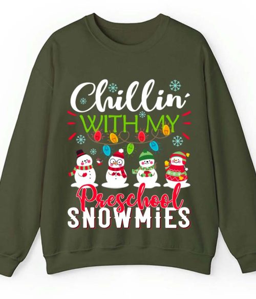 Personalized Chillin With My Snowmies Teacher Sweatshirt