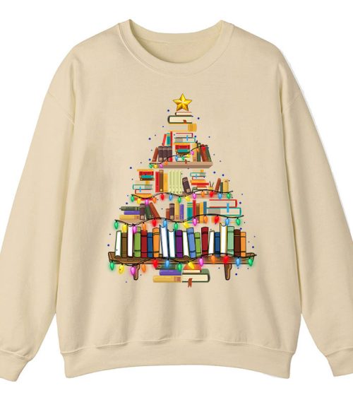 Book Christmas Tree Teacher Sweatshirt