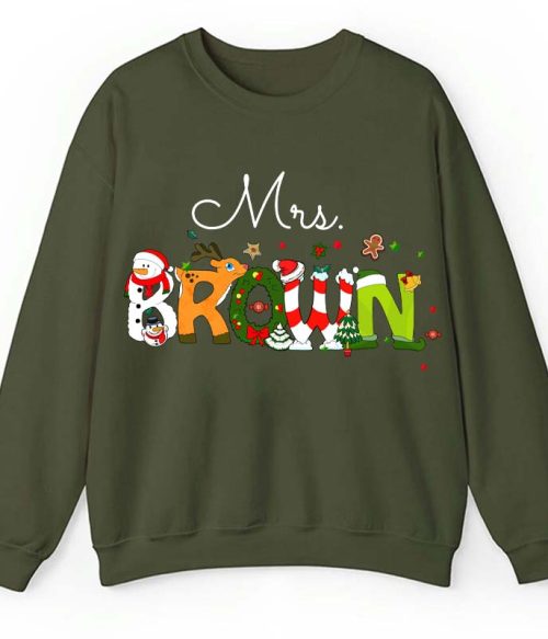 Personalized Christmas Style Teacher Sweatshirt