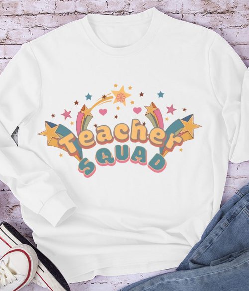 Flamed Teacher Squad Long Sleeve T-Shirt