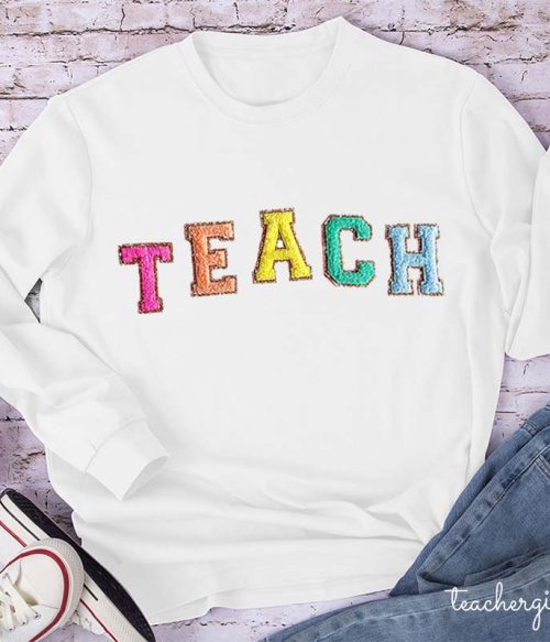 Letter Stickers Teacher Long Sleeve T-Shirt
