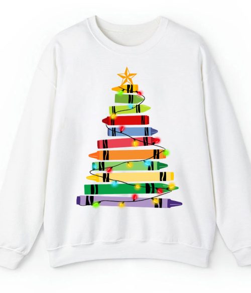 Crayons Tree Colored Ligths Teacher Sweatshirt