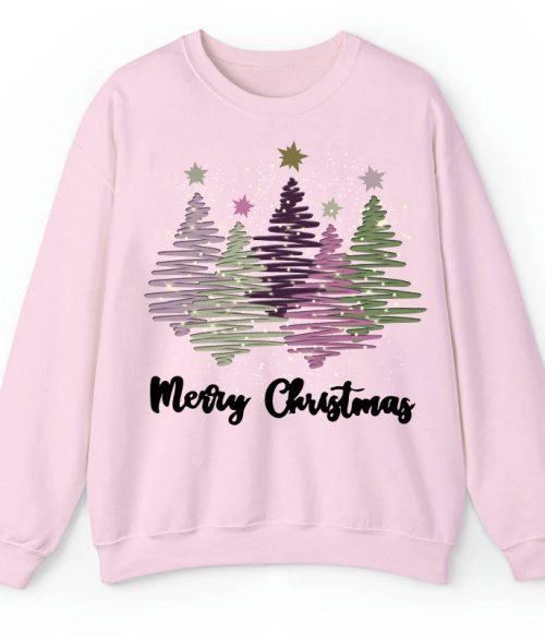 Merry Christmas Colorful Trees Teacher Sweatshirt