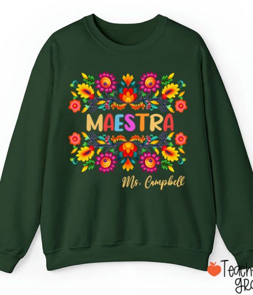 Personalized Name Maestra Teacher Sweatshirt