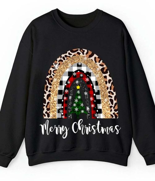 Merry Christmas A Christmas Tree In The Snow Teacher Sweatshirt