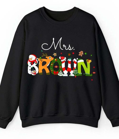 Personalized Christmas Style Teacher Sweatshirt
