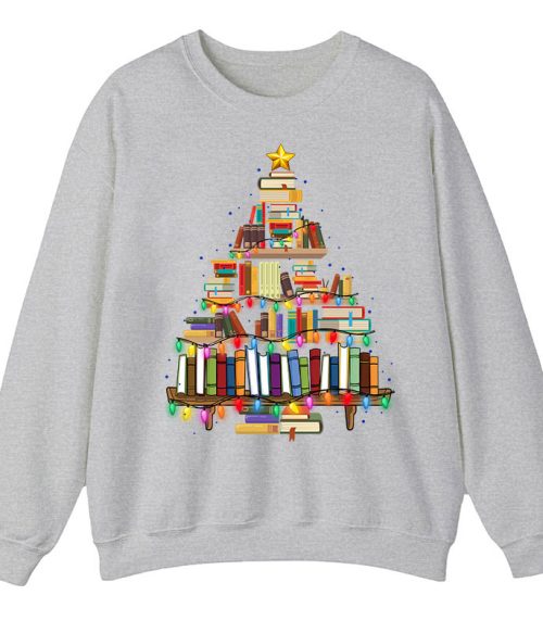 Book Christmas Tree Teacher Sweatshirt