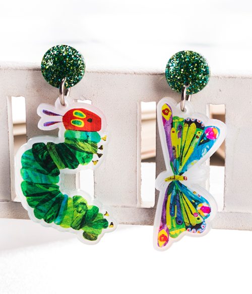 Butterfly And Caterpillar Acrylic  Earrings