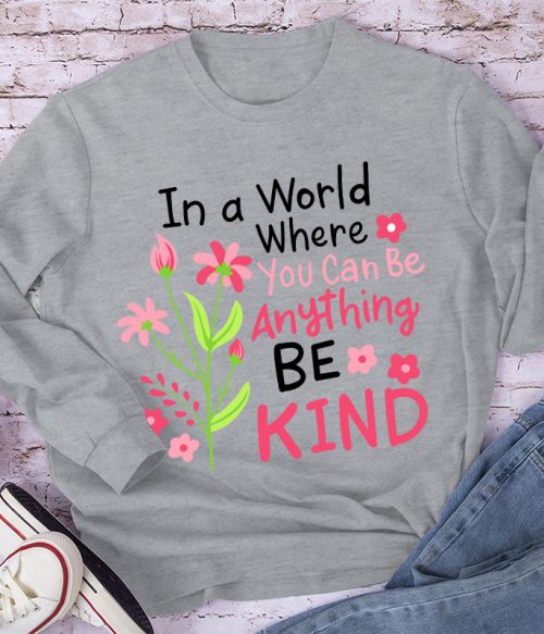 Be Kind Pink Flower Teacher Long Sleeve T-Shirt