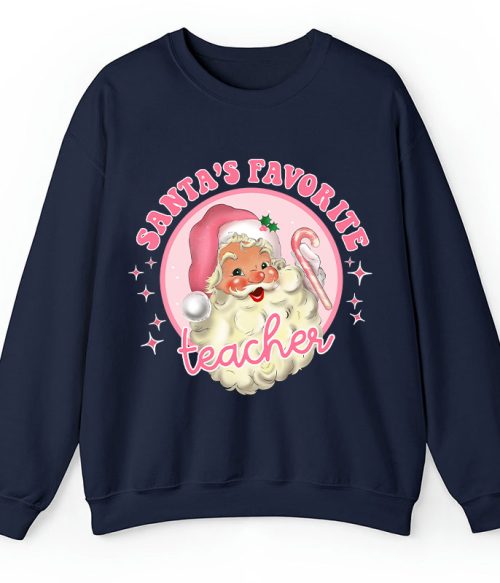 Santa's Favorite Teacher Pinky Winter Teacher Sweatshirt