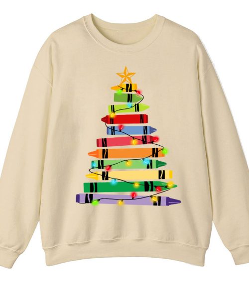Crayons Tree Colored Ligths Teacher Sweatshirt