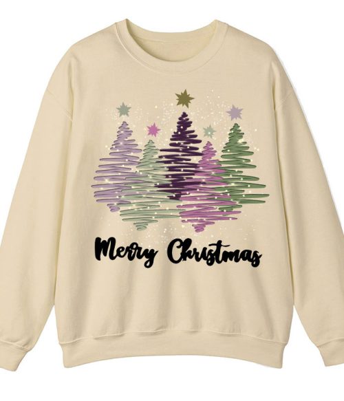 Merry Christmas Colorful Trees Teacher Sweatshirt