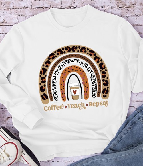Coffee Teach Repeat Coffee Lover Long Sleeve T-Shirt