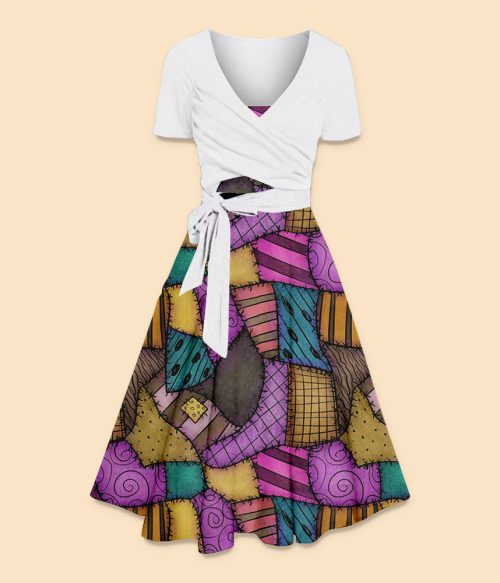 Halloween Rag Collage Style Teacher Suspender Long Skirt Top Suit