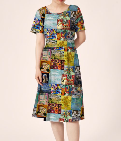 Falling Into The Ocean Of Art Teacher Printed One Piece Dress