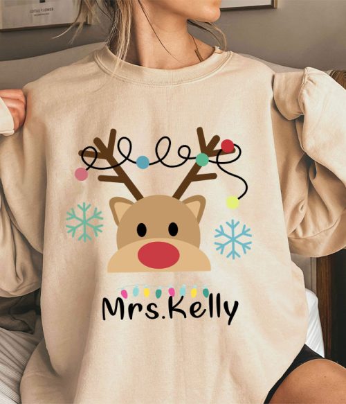 Personalized Merry Christmas Teacher Sweatshirt
