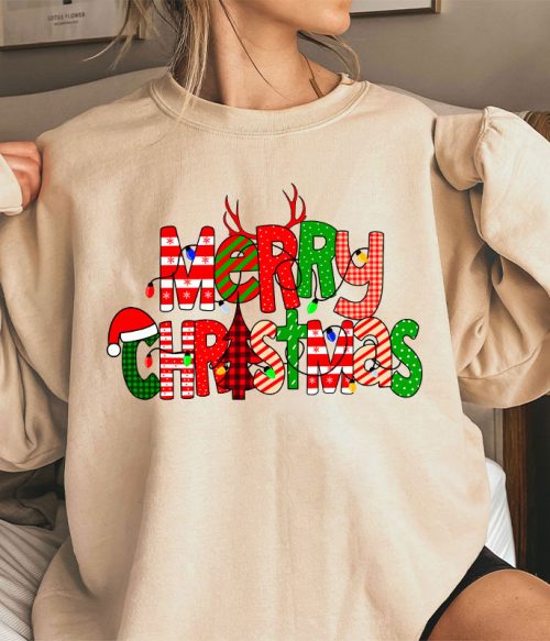 Merry Christmas With Rich Pattern Teacher Sweatshirt