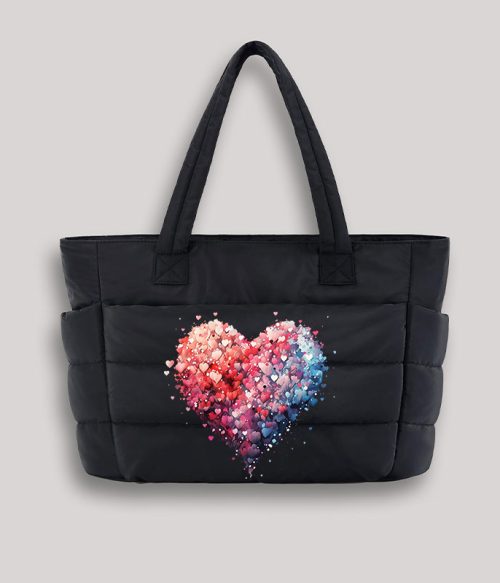 Bubble Heart Teacher Puffy Tote Bag