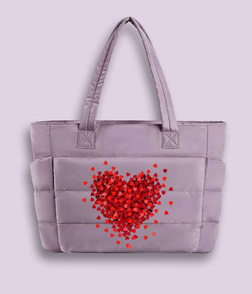 Let Love Fill Your Heart Teacher Puffy Tote Bag