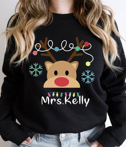 Personalized Merry Christmas Teacher Sweatshirt