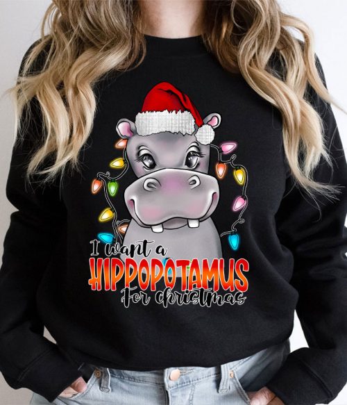 I Want A Hippopotamus For Christmas Teacher Sweatshirt