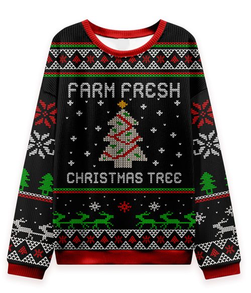 Farm Fresh Christmas Tree Teacher Ungly Knit Sweatshirt