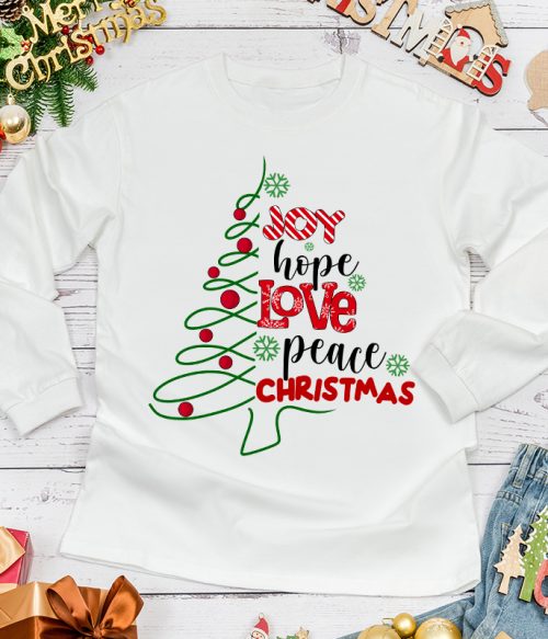 Joy Hope Love Peace Christmas Teacher Long Sleeve T-Shirt
