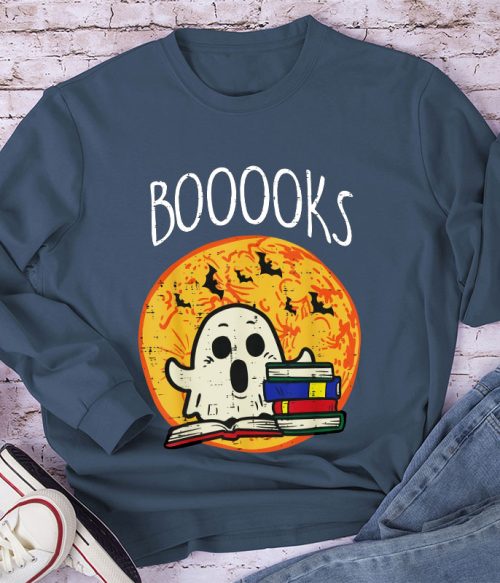 Booooks Ghost Reading Teacher Long Sleeve T-Shirt