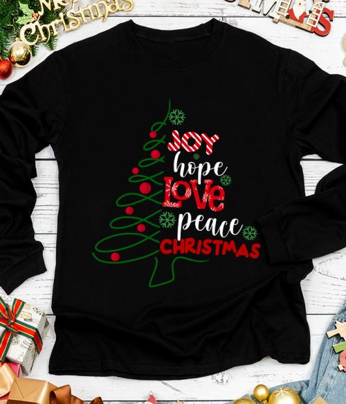 Joy Hope Love Peace Christmas Teacher Long Sleeve T-Shirt