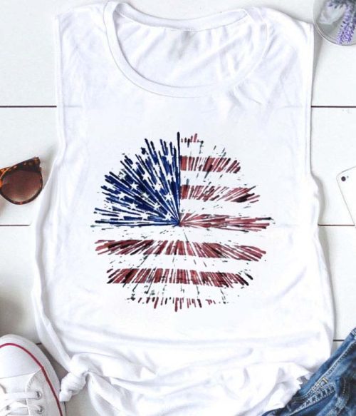 Fireworks Flag Teacher Tank Top