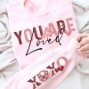 You Are Loved XOXO Teacher Sleeve Print Sweatshirt