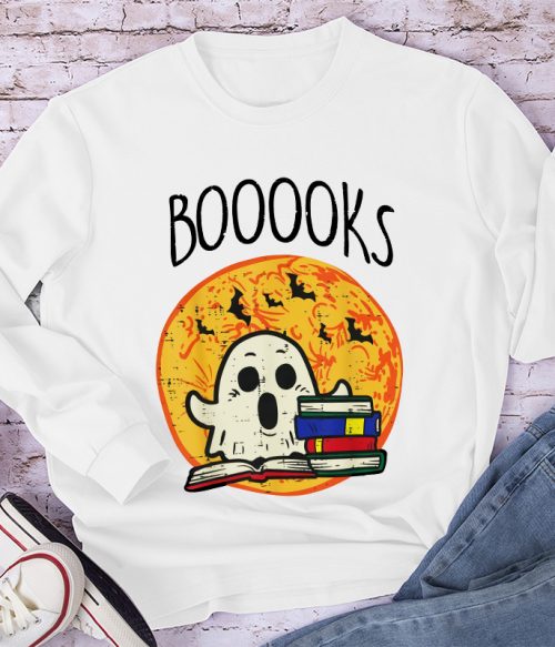 Booooks Ghost Reading Teacher Long Sleeve T-Shirt