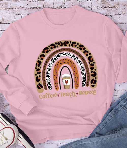 Coffee Teach Repeat Coffee Lover Long Sleeve T-Shirt