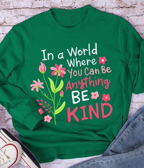 Be Kind Pink Flower Teacher Long Sleeve T-Shirt