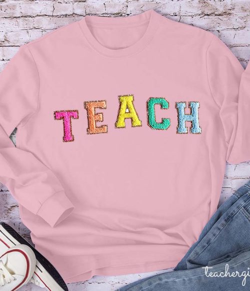 Letter Stickers Teacher Long Sleeve T-Shirt