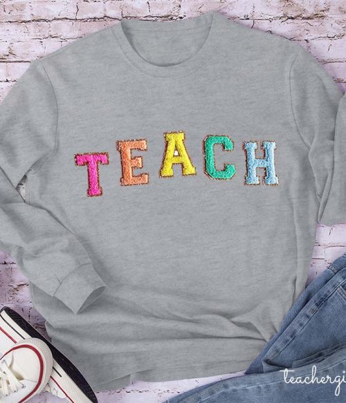Letter Stickers Teacher Long Sleeve T-Shirt