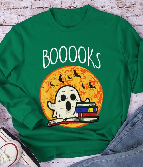 Booooks Ghost Reading Teacher Long Sleeve T-Shirt