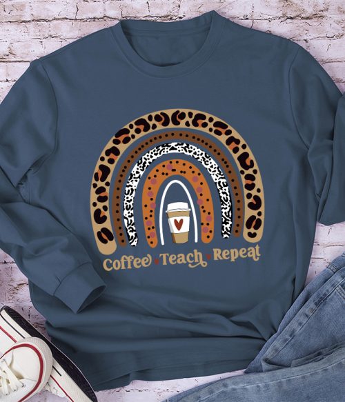 Coffee Teach Repeat Coffee Lover Long Sleeve T-Shirt